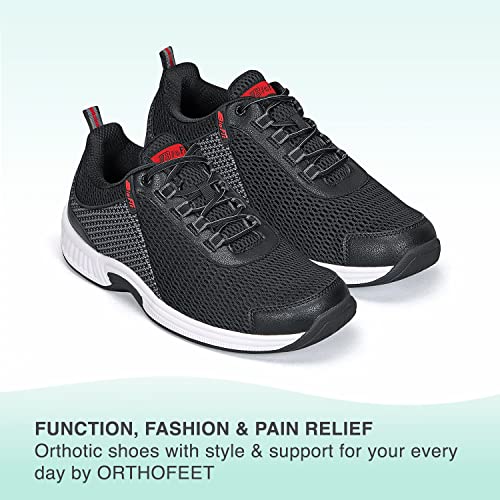 Orthofeet Men's Black Knit Edgewater Sneakers, Size 11.5