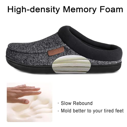 Men's Cozy Memory Foam Moccasin Slippers - Grey