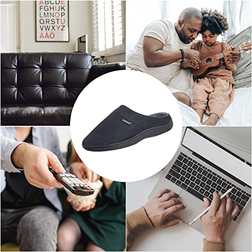 Men's Memory Foam Open-Back Slippers, Black Velvet