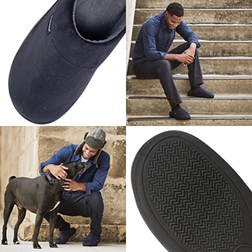 Men's Memory Foam Open-Back Slippers, Black Velvet