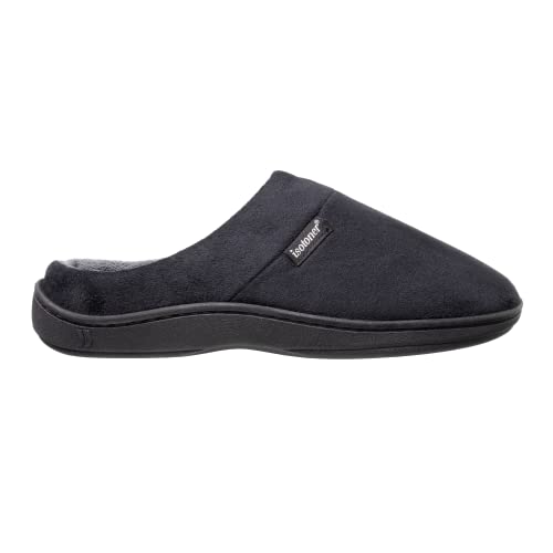 Men's Memory Foam Open-Back Slippers, Black Velvet