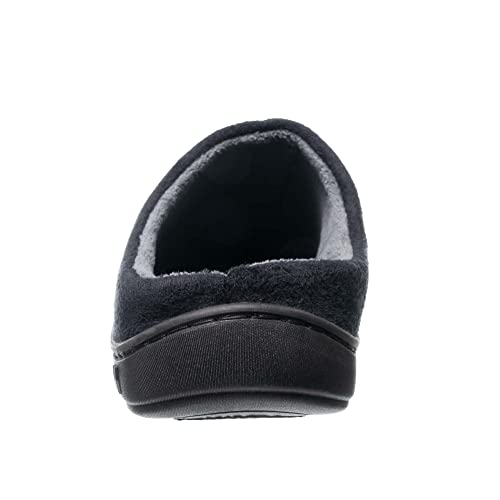 Men's Memory Foam Open-Back Slippers, Black Velvet