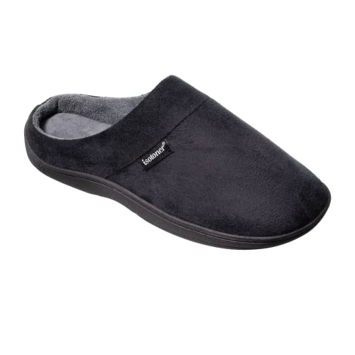 Men's Memory Foam Open-Back Slippers, Black Velvet