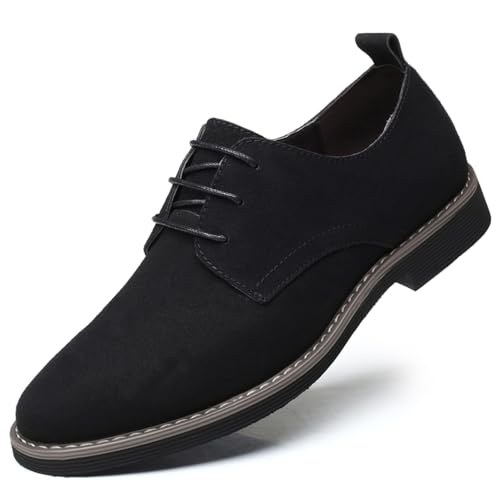 Men's Black Suede Classic Oxford Lace-Up Shoes