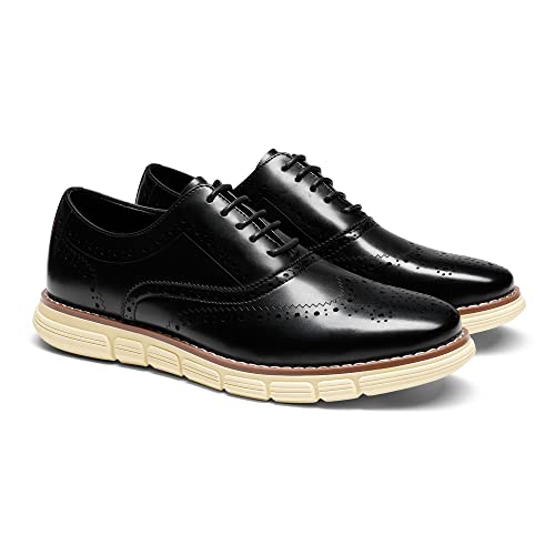 Bruno Marc Men's Black Wingtip Derby Sneakers