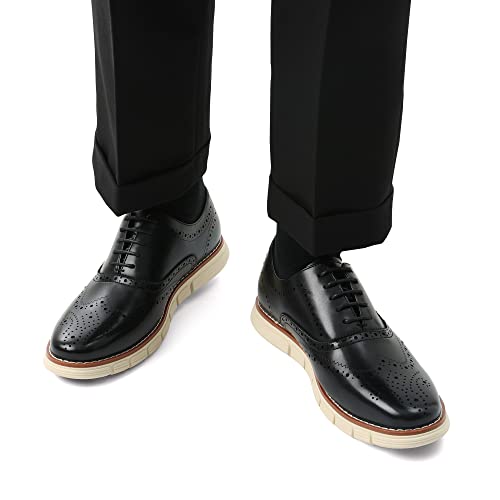 Bruno Marc Men's Black Wingtip Derby Sneakers