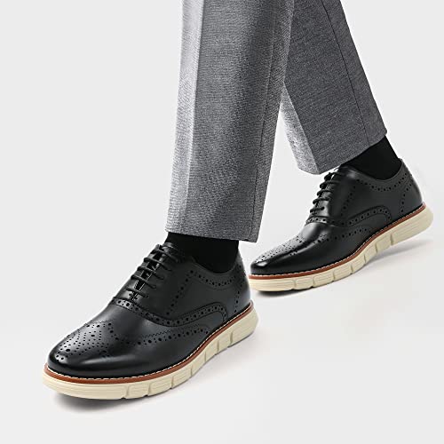 Bruno Marc Men's Black Wingtip Derby Sneakers