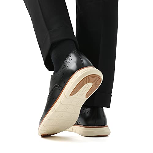 Bruno Marc Men's Black Wingtip Derby Sneakers