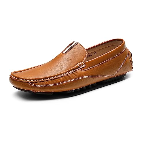 Bruno Marc Men's Tan Slip-On Moccasin Loafers