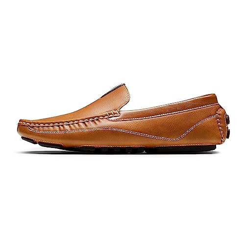 Bruno Marc Men's Tan Slip-On Moccasin Loafers