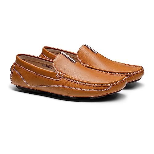 Bruno Marc Men's Tan Slip-On Moccasin Loafers