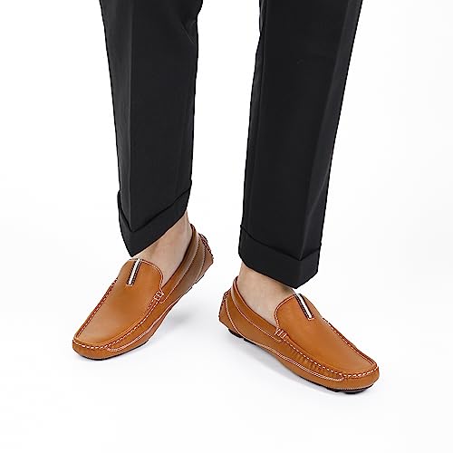 Bruno Marc Men's Tan Slip-On Moccasin Loafers