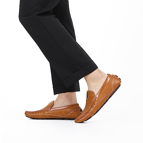 Bruno Marc Men's Tan Slip-On Moccasin Loafers