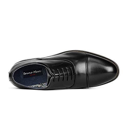 Bruno Marc Men's Black Cap-Toe Dress Shoes Size 10.5