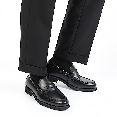 Bruno Marc Black Penny Loafers for Men, Size 9.5