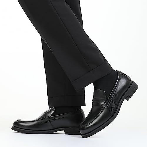 Bruno Marc Black Penny Loafers for Men, Size 9.5