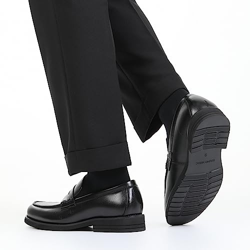 Bruno Marc Black Penny Loafers for Men, Size 9.5