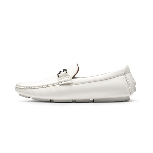 Bruno Marc Men's White Faux Leather Boat Shoes