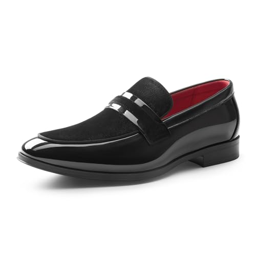 Bruno Marc Men's Black Velvet Dress Loafers