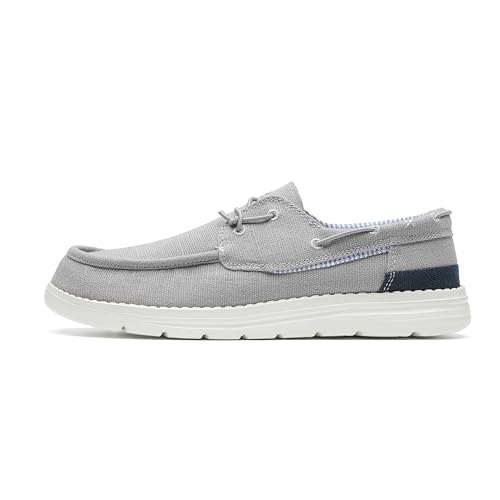 Bruno Marc Men's Grey Slip-on Canvas Loafers