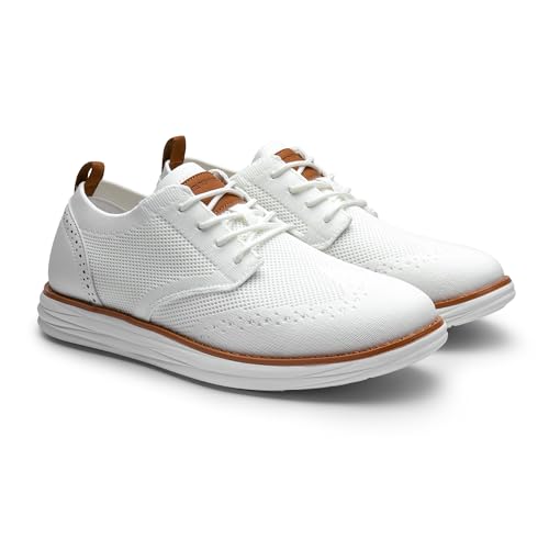 Men's Breathable Formal Oxford Derby Shoes, White