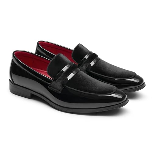 Bruno Marc Men's Black Velvet Dress Loafers