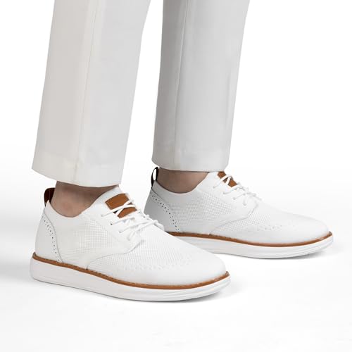 Men's Breathable Formal Oxford Derby Shoes, White