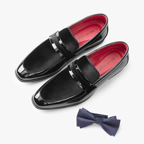 Bruno Marc Men's Black Velvet Dress Loafers