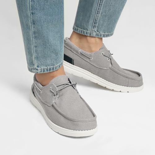 Bruno Marc Men's Grey Slip-on Canvas Loafers