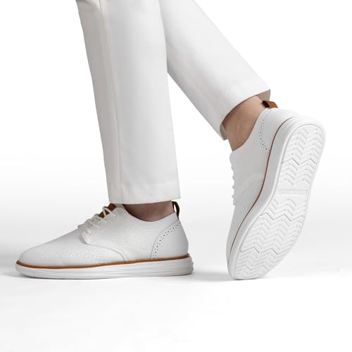 Men's Breathable Formal Oxford Derby Shoes, White
