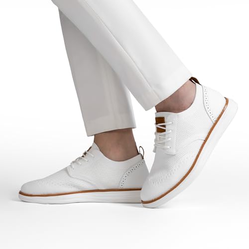 Men's Breathable Formal Oxford Derby Shoes, White