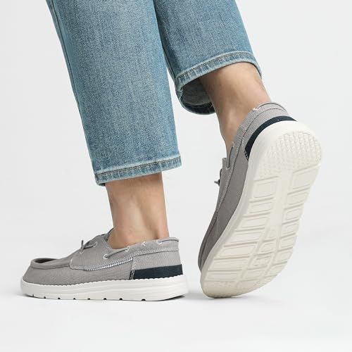 Bruno Marc Men's Grey Slip-on Canvas Loafers