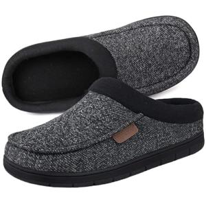 Men's Cozy Memory Foam Moccasin Slippers - Grey