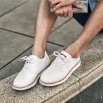 Men's Breathable Formal Oxford Derby Shoes, White