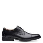 Clarks Men's Black Leather Cap Oxford Shoes