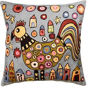 Blue Rooster Floral Throw Pillow Cover 18x18