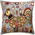 Blue Rooster Floral Throw Pillow Cover 18x18