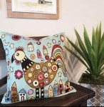 Blue Rooster Floral Throw Pillow Cover 18x18