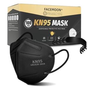 Black KN95 Face Masks for Adults - 100 Pack