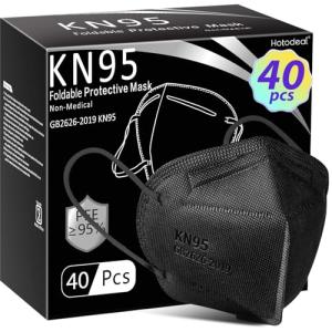 Hotodeal Black KN95 Face Masks, 40 Pack