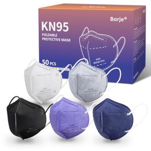 Borje 50 Pcs Colorful 5-Ply KN95 Face Masks
