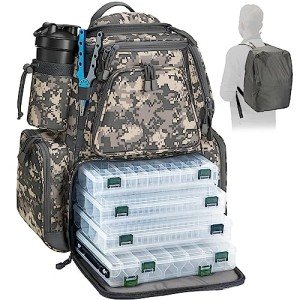 Piscifun Waterproof Fishing Tackle Backpack with Boxes