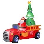 7.5ft Inflatable Santa Driving Fire Truck Decoration