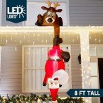 8 FT Inflatable Reindeer and Climbing Santa Decor