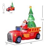 7.5ft Inflatable Santa Driving Fire Truck Decoration