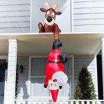 8 FT Inflatable Reindeer and Climbing Santa Decor
