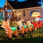 Giant 12 Ft Inflatable Santa Sleigh with Reindeer