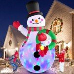 MICOCAH 8FT Inflatable Snowman with Colorful LEDs