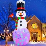 Giant Inflatable Snowman with LED Lights for Christmas