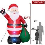 12-Foot Santa Claus Inflatable Christmas Yard Decoration